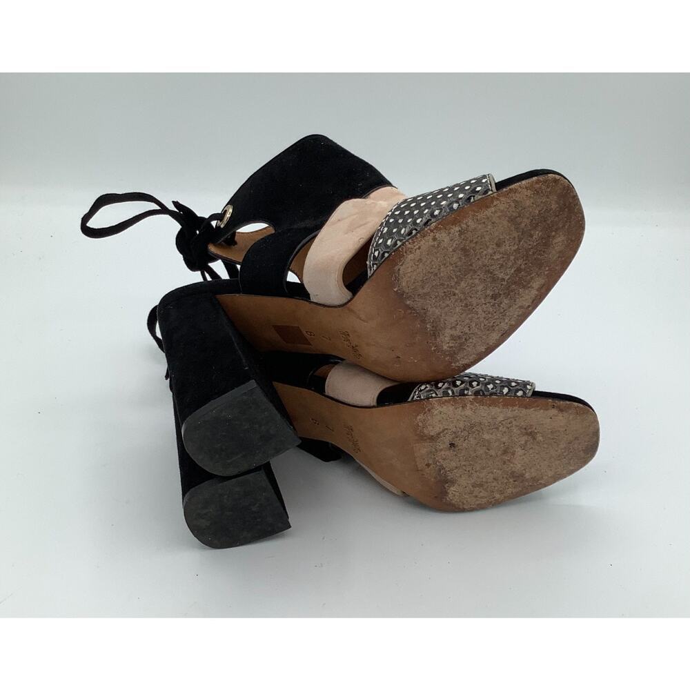 Coach Womens Chunky Heels‎ Black Beige Suede Super Chic Size 7 - Picture 4 of 8